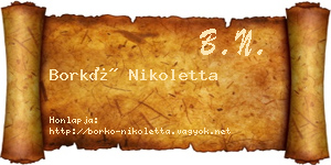 Borkó Nikoletta névjegykártya
